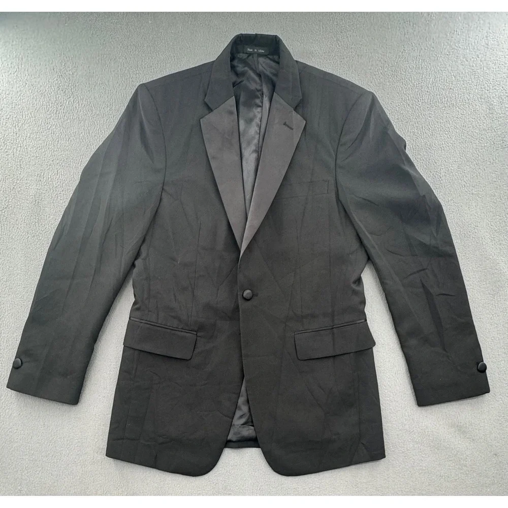 Neil Allyn Tuxedo Jacket 34R Black Peak Lapel Single Button Coat Formalwear